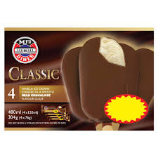MJ's Diner Classic 4 Vanilla Ice Creams in a Smooth  Chocolate Flavour Glaze 304g (4x76g)
