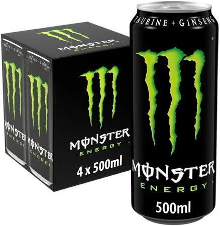 Original Monster Energy Drink, Pack of 4 x 500ml cans