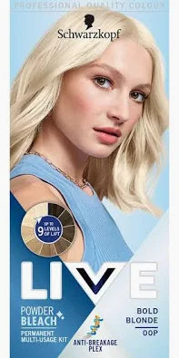 Schwarzkopf LIVE Powder Bleach Bold Blonde Permanent Hair Colour 00P, Long Lasting Blonde Hair Bleach for up to 9 Levels of Lift, Blonde Bleach for Eye Catching Results