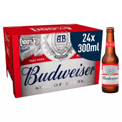 Budweiser Lager Beer Bottles 24x300ml