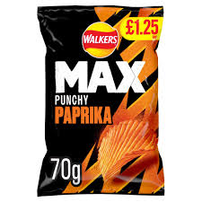 Walkers Max Punchy Paprika Crisps PMP 70g