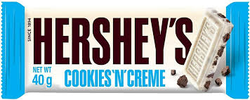 HERSHEY'S COOKIES 'N' CREME WHITE CHOCOLATE BAR WITH COOKIE PIECES 40 G